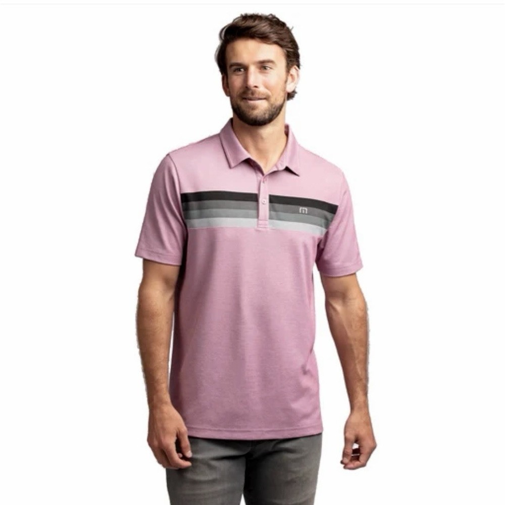 Travis Mathew Never Better Polo Shirt Mens Size XXL Golf Pink Grey